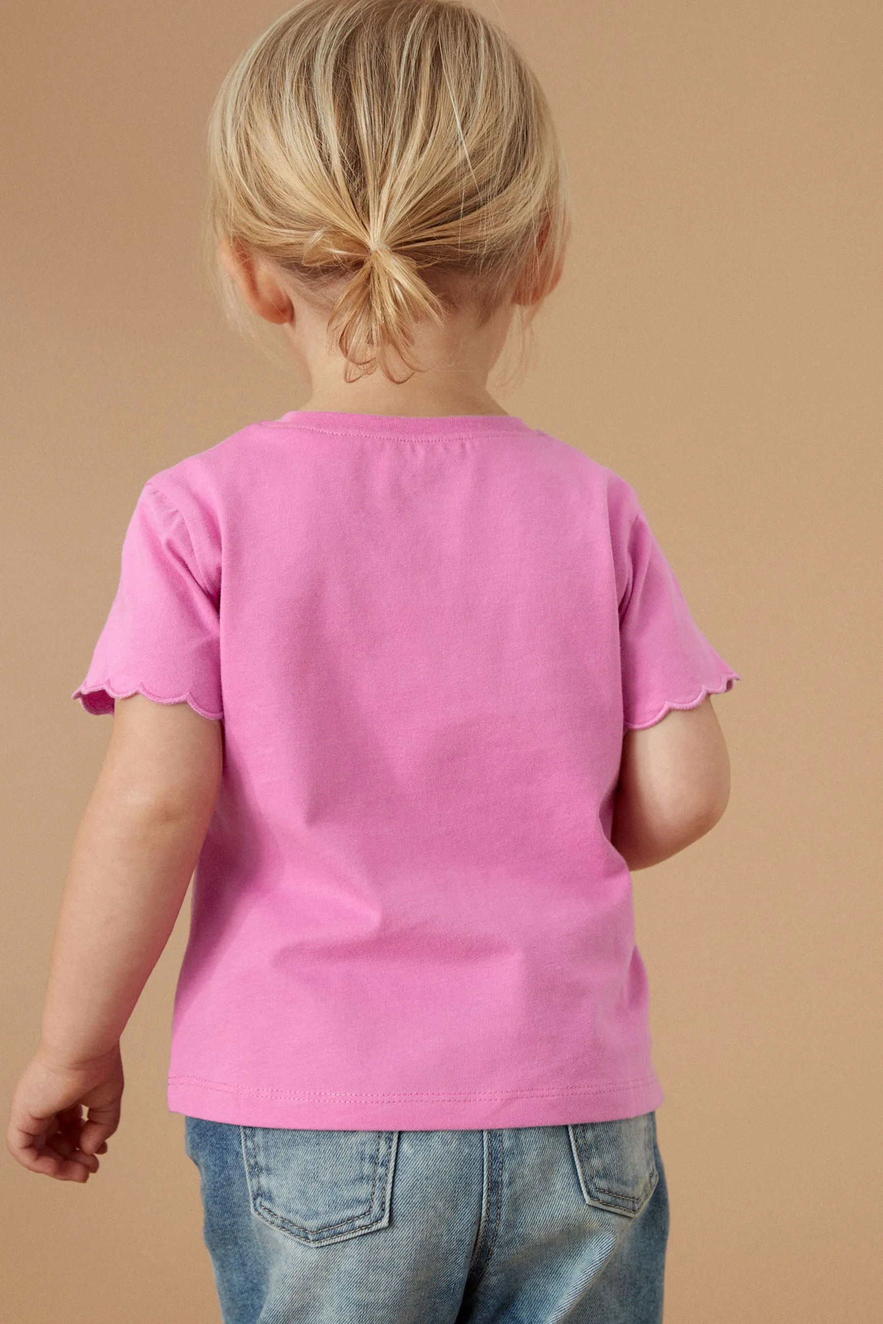 Short Sleeve Scallop 100% Cotton T-Shirt (3mths-7yrs)    