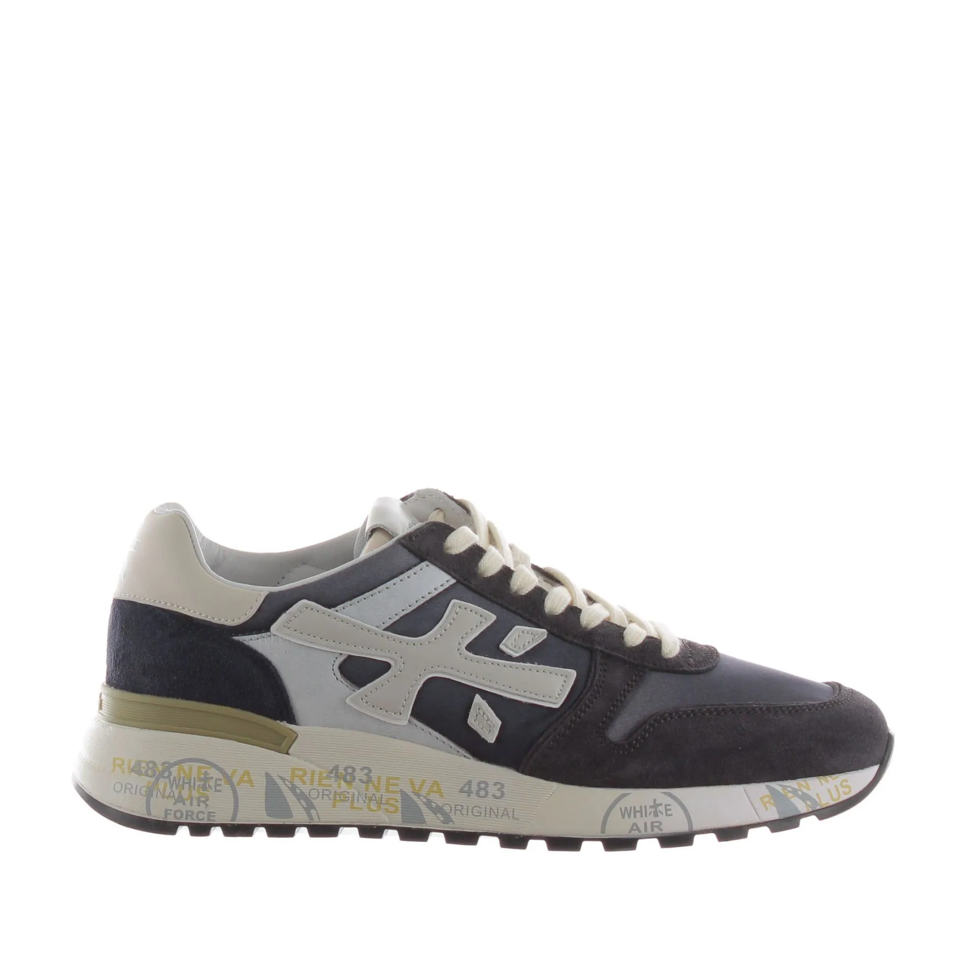 Sneaker in camoscio e tessuto tecnico