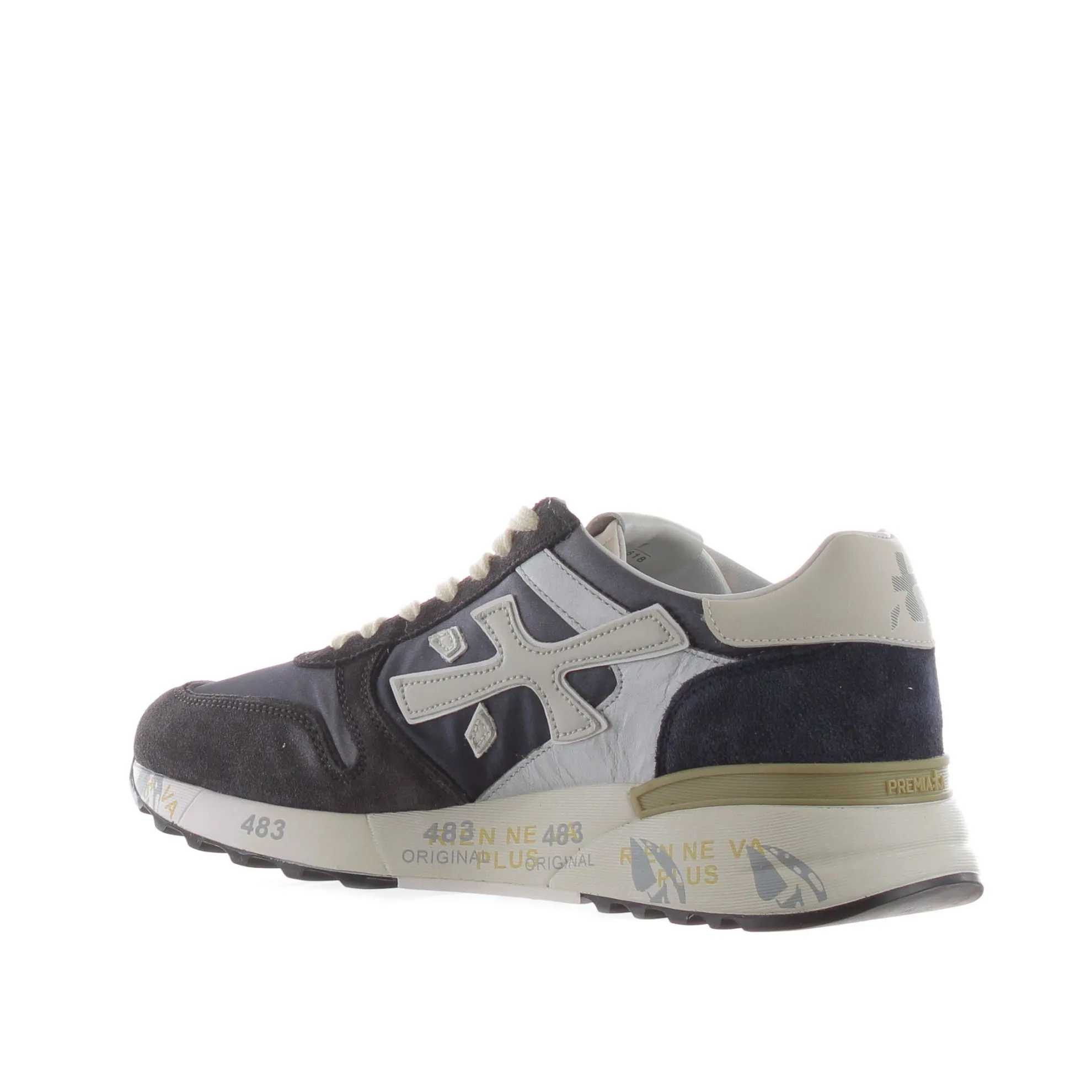 Sneaker in camoscio e tessuto tecnico
