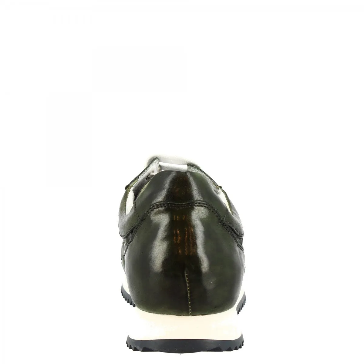 Sneakers casual da uomo fatte a mano in pelle intrecciata verde