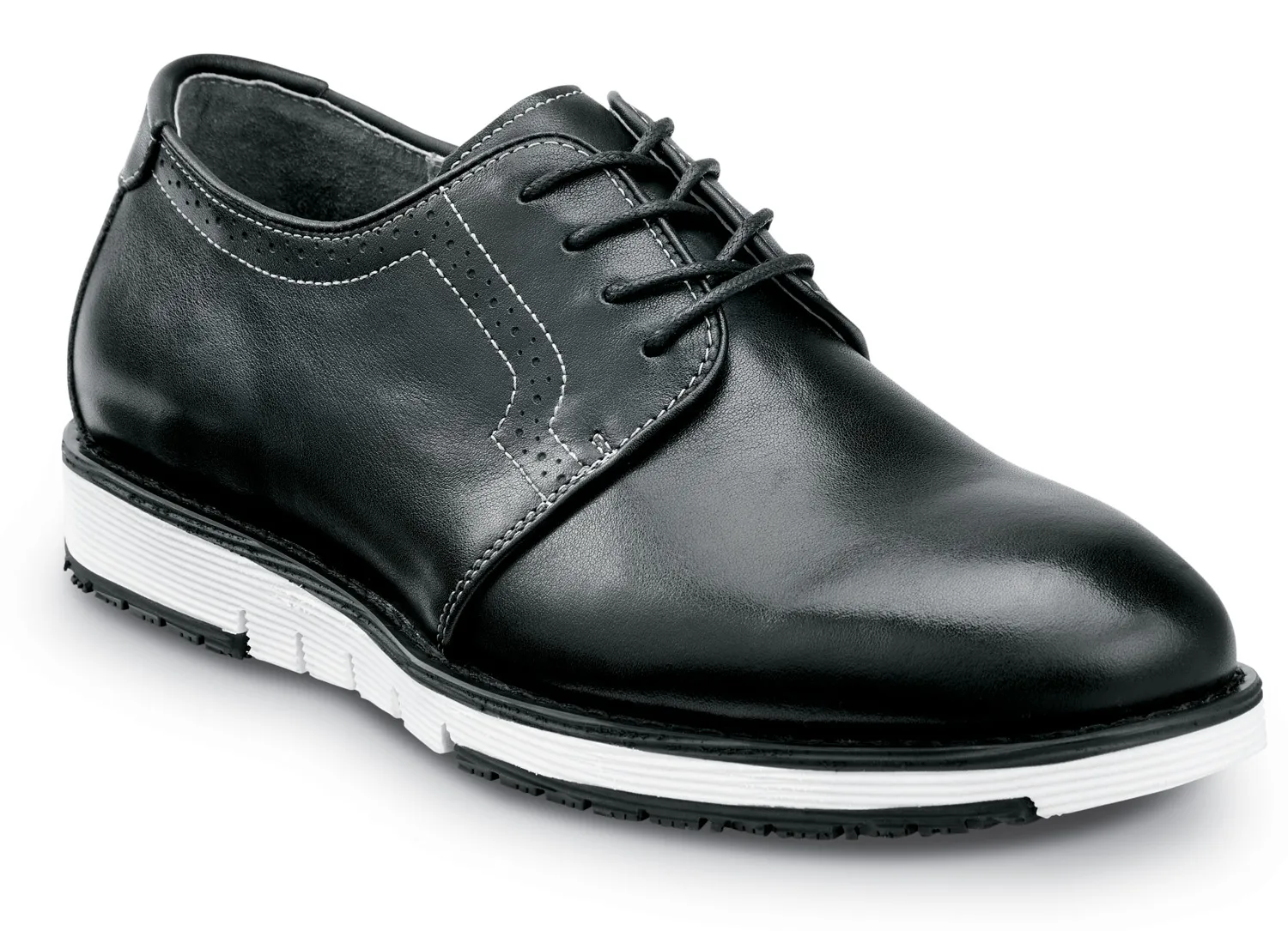 SR MAX  Beaufort, Men's, Black/White, Dress Style, MaxTRAX Slip Resistant, Soft Toe Work Shoe