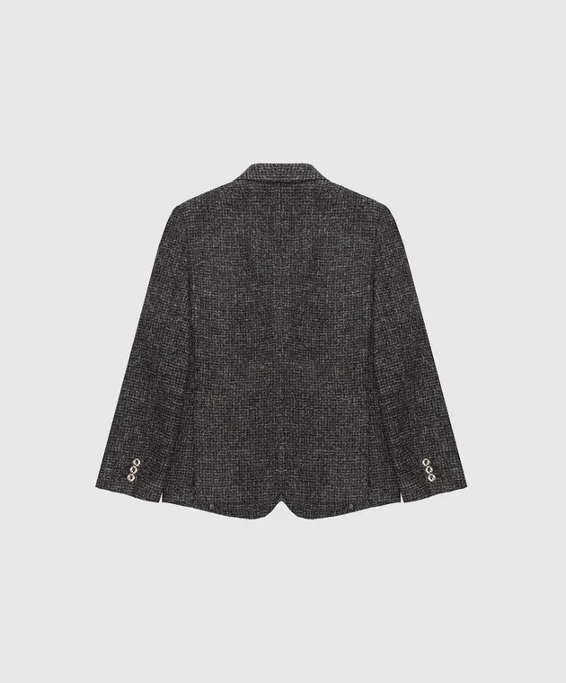 Stefano Ricci Blazer da bambino in lana fantasia grigio scuro Y1RSGD2200WPC01A