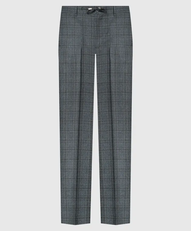 Stefano Ricci Pantaloni di lana a quadri grigi M1TL0000A4T022HC