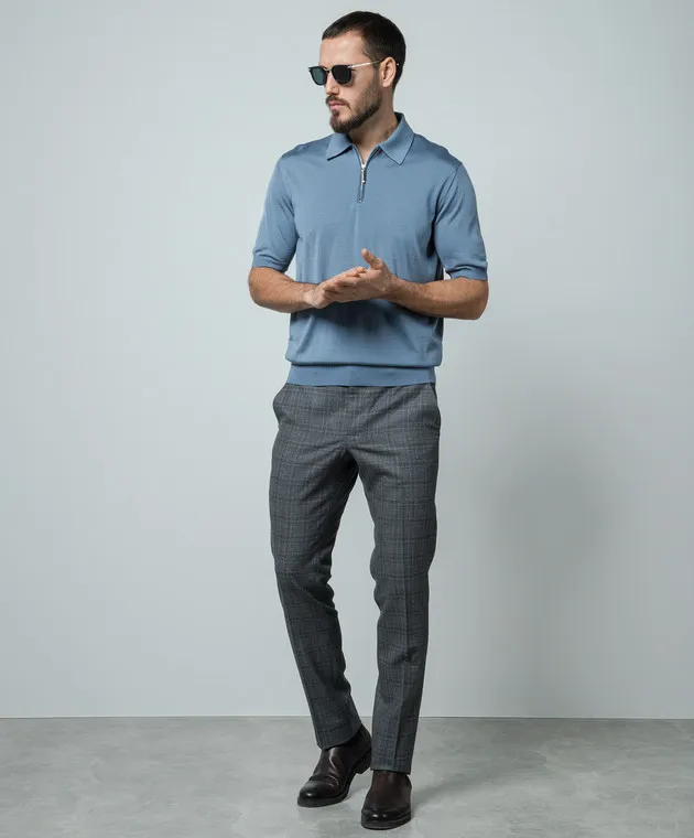 Stefano Ricci Pantaloni di lana a quadri grigi M1TL0000A4T022HC