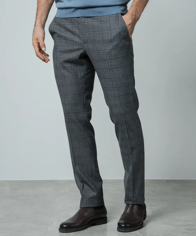 Stefano Ricci Pantaloni di lana a quadri grigi M1TL0000A4T022HC