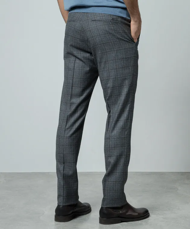 Stefano Ricci Pantaloni di lana a quadri grigi M1TL0000A4T022HC