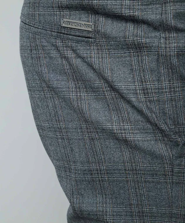 Stefano Ricci Pantaloni di lana a quadri grigi M1TL0000A4T022HC