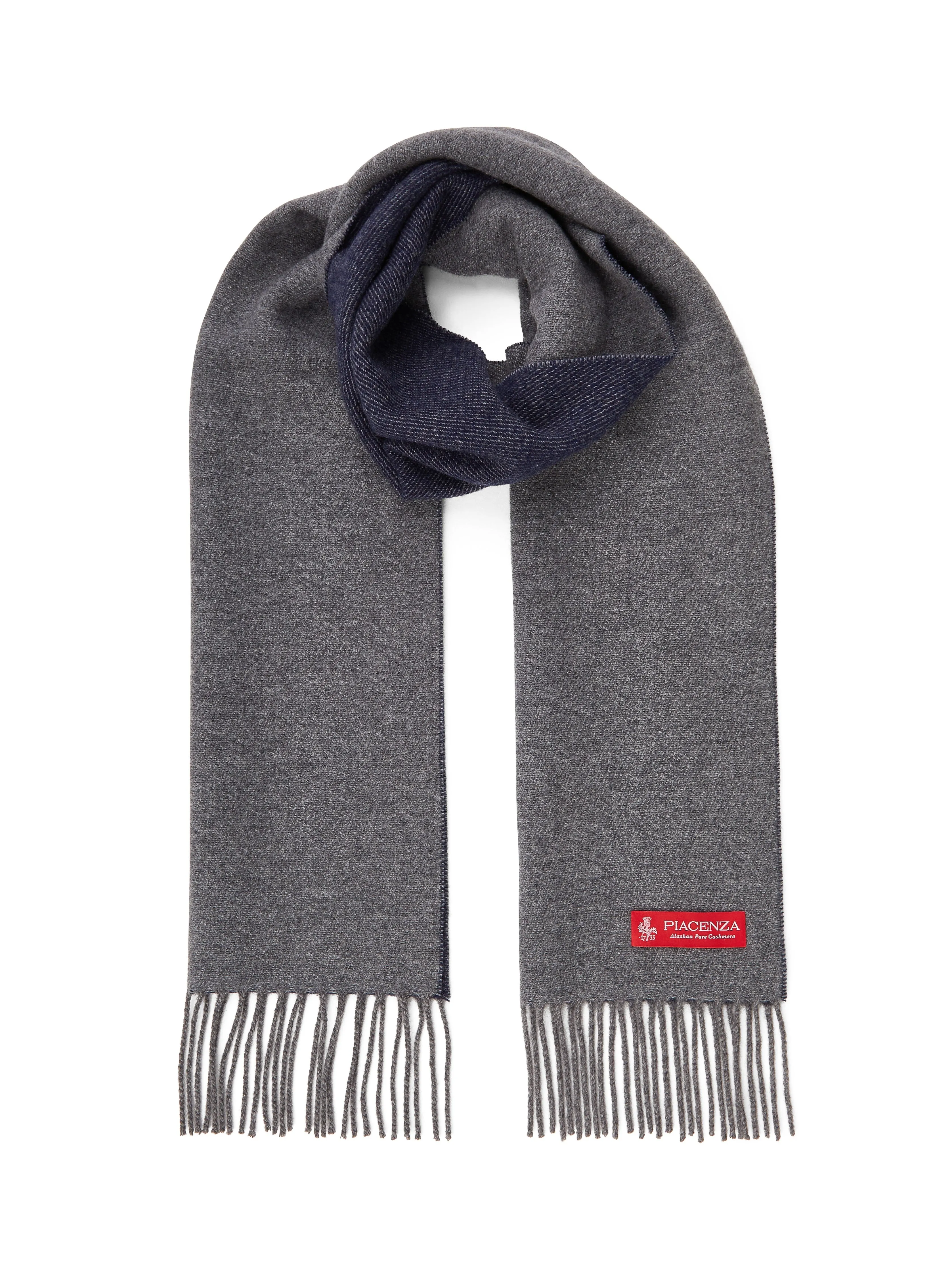Supreme sciarpa con frange bicolore grigio blu