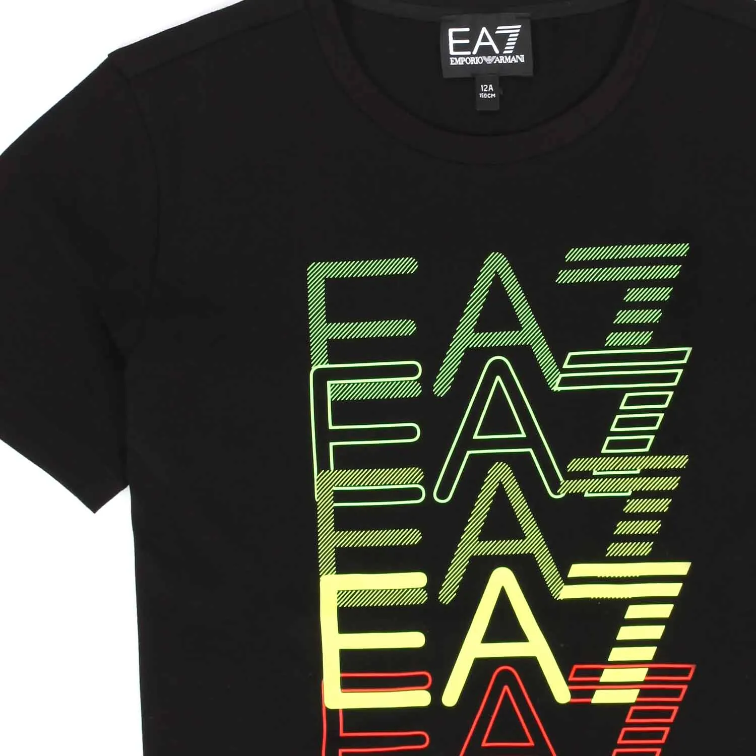 T-Shirt Nera Con Loghi Ea7 Bambino E Teen