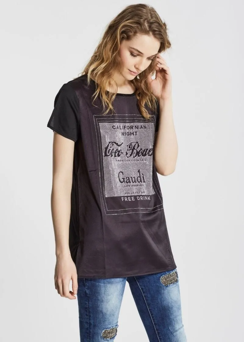 T-shirt over con strass