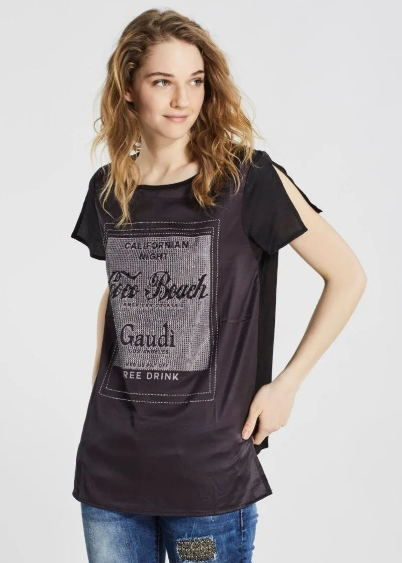 T-shirt over con strass