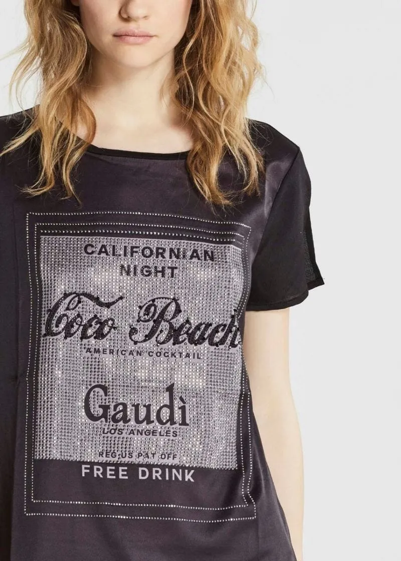 T-shirt over con strass