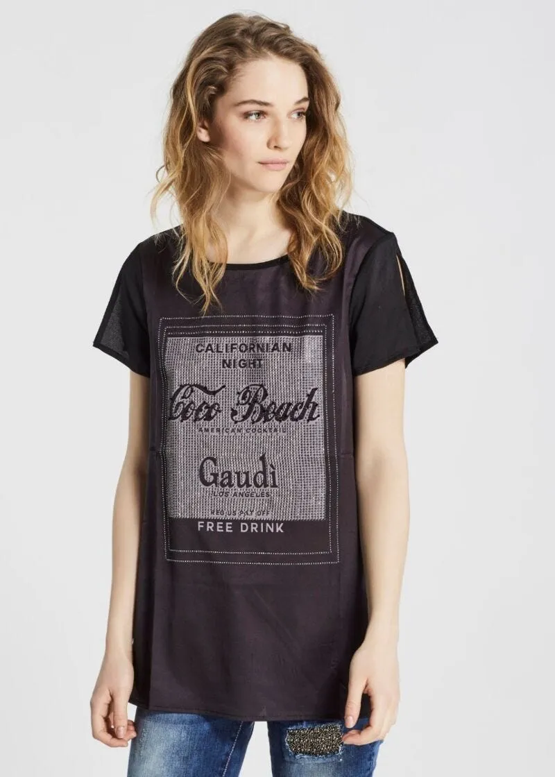 T-shirt over con strass