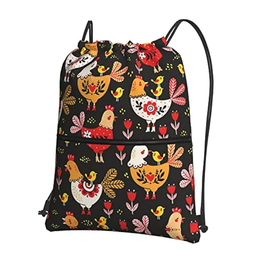 TEMKIN Green Frog Zaino con coulisse con cerniera, borsa zaino impermeabile regolabile, progettato per sport fitness, campeggio 