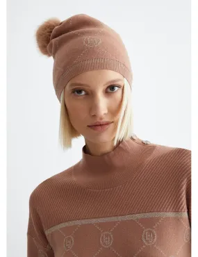 TF3292 61221 CAPPELLO DONNA CON LOGO LIU JO CAPPELLI ACCESSORI PON PON IN MAGLIA