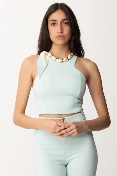 Top crop con catena e foulard ACQUA