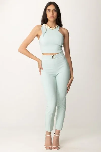 Top crop con catena e foulard ACQUA