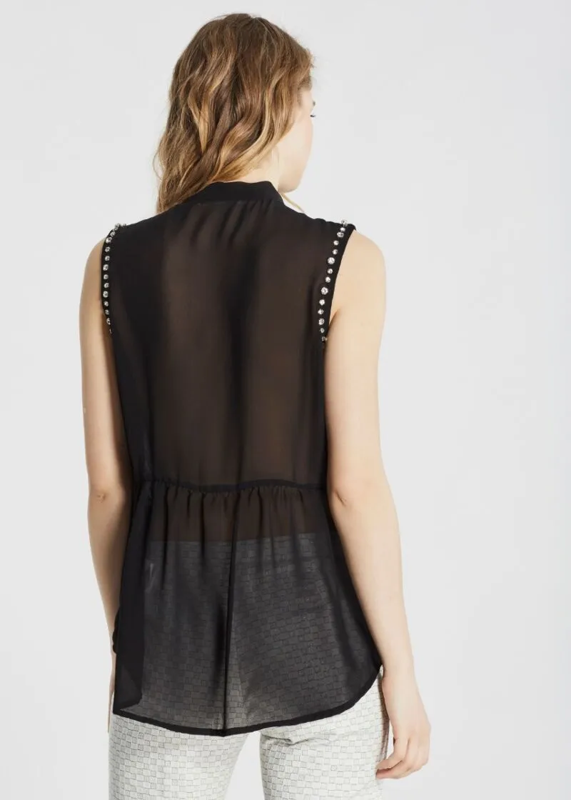 Top in georgette con fiocco